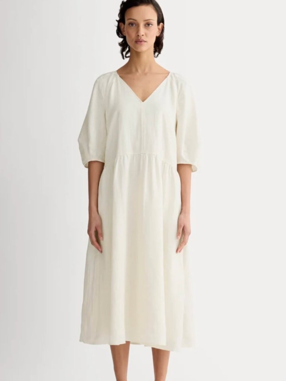 Everlane The Linen Oversized Puff-Sleeve Dress - Size M